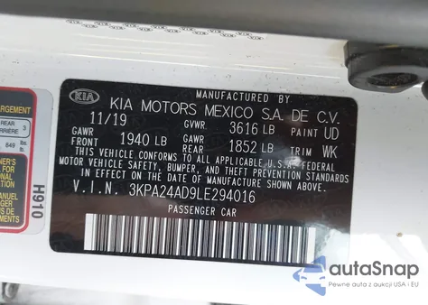 2020 Kia Rio S из США, поврежденный, VIN 3KPA24AD9LE294016